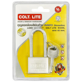 กุญแจคล้องคอยาวแบบสี่เหลี่ยม COLT LITE #SI340L 40mm. สีเงินด้าน (ไส้ทองเหลือง) รุ่นแผง