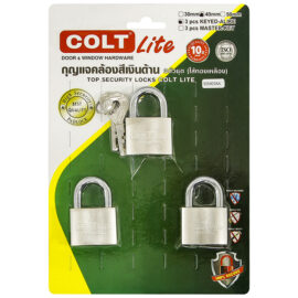 กุญแจคล้องคอสั้นสีเงิน COLT LITE #SI5403KA 40mm. 3 ตัว/ชุด รุ่นแผง