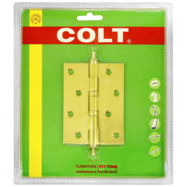 บานพับทองเหลืองแท้ COLT #841 4″X3″X2.0mm. แหวนลูกปืน (2อัน/แผง)