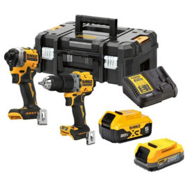 ชุดสว่านกระแทกและไขควงกระแทกไร้สาย 20V รุ่น DCK2050P1E1T-B1 DEWALT แบตเตอรี่ Powerstack