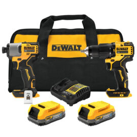 ชุดสว่านกระแทกและไขควงกระแทกไร้สาย 20V รุ่น DCK2214E2-B1 DEWALT แบตเตอรี่ Powerstack