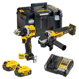 DEWALT ชุดเซทคอมโบ สว่านกระเทกไร้สาย+เครื่องเจียร์ไร้สาย (DCD806+DCG4051) พร้อมกล่อง TSTAK รุ่น DCK2026P2T-B1